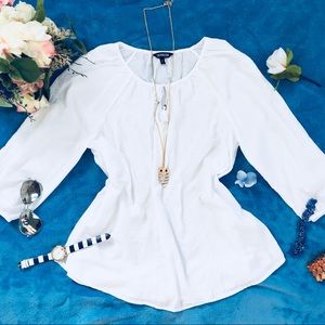 Express Women white embroider long sleeve blouse